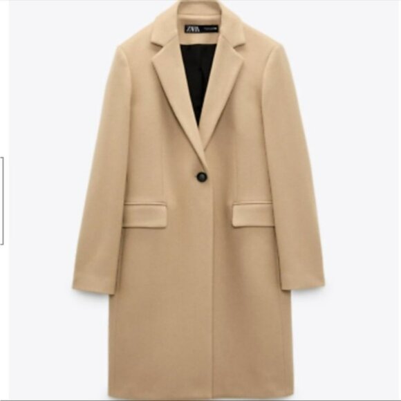 ZARA Camel Italian Wool Menswear Style Coat Jacket Small NWT NEW Blogger Fav - Picture 5 of 16
